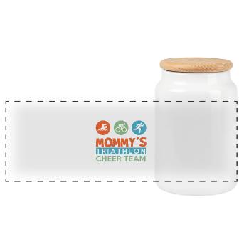 mommy's triathlon cheer - Panoramic Cookie Jar with Wooden Lid - white - Front