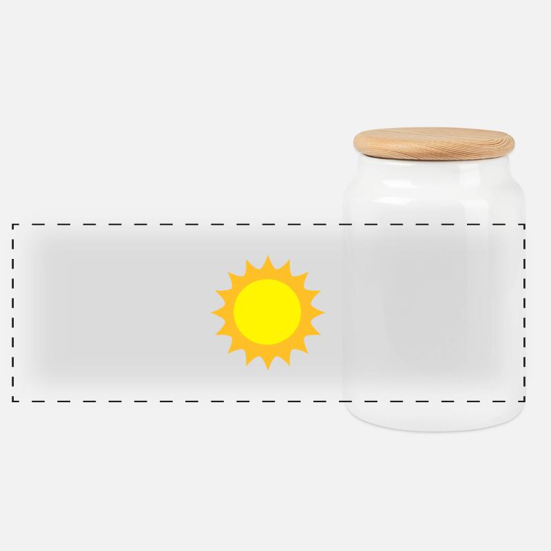 Sonne - Panorama Keksdose mit Holzdeckel - Weiß