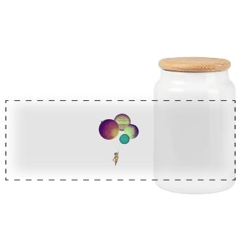 i become astronaut to - Panoramic Cookie Jar with Wooden Lid - white - Front