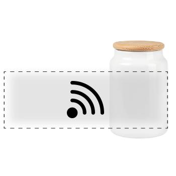 Wlan, Funk - Panorama Keksdose mit Holzdeckel - Weiß - Vorne