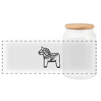 Swedish dala horse Dalecarlian horse sweden - Panoramic Cookie Jar with Wooden Lid - white - Front