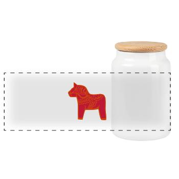 dala horse Dalecarlian Horse Dalahast Sweden - Panoramic Cookie Jar with Wooden Lid - white - Front