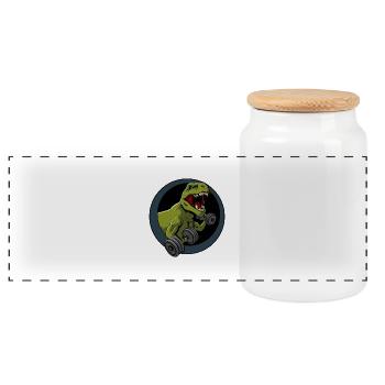 Big Guns Black Backing - Panoramic Cookie Jar with Wooden Lid - white - Front