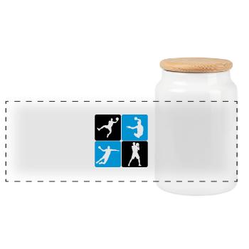 Handball Player - Panorama Keksdose mit Holzdeckel - Weiß - Vorne