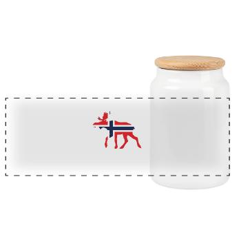 Moose Norway flag - Panorama Keksdose mit Holzdeckel - Weiß - Vorne