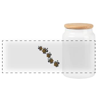 Dicke Verrückte Bienen - Panorama Keksdose mit Holzdeckel - Weiß - Vorne