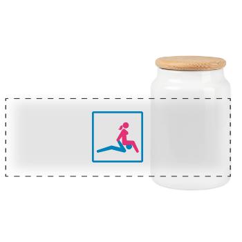 Kamasutra - Facesitting - Panoramic Cookie Jar with Wooden Lid - white - Front