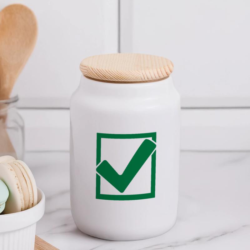 Rectangular hook logo Panoramic Cookie Jar with Wooden Lid