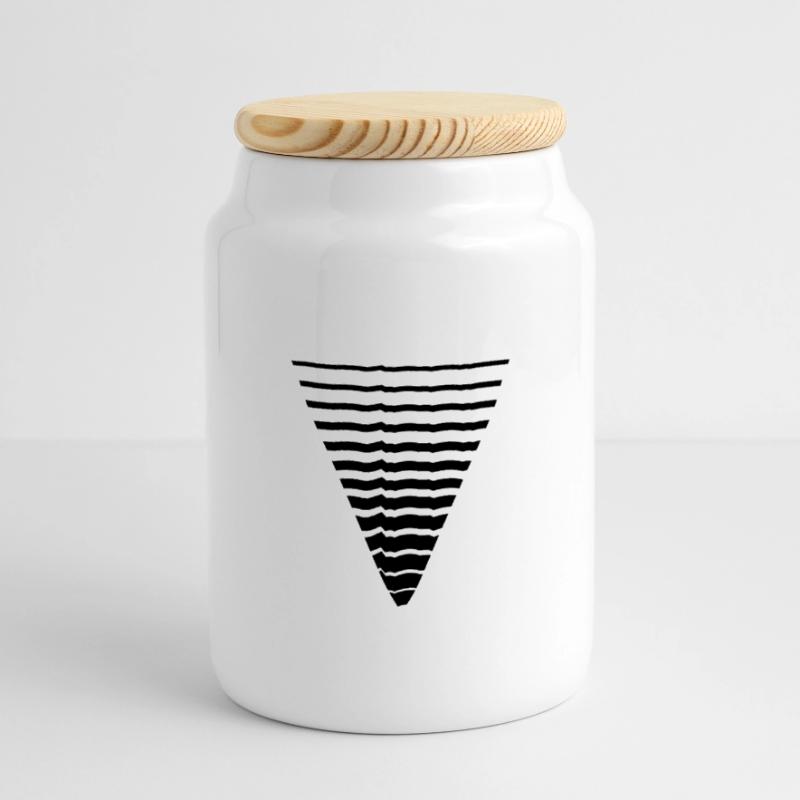 Lines many strokes triangle shape pattern Panoramic Cookie Jar with Wooden Lid