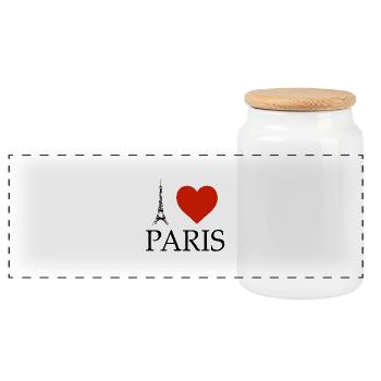 I-love-Paris - Panorama Keksdose mit Holzdeckel - Weiß - Vorne