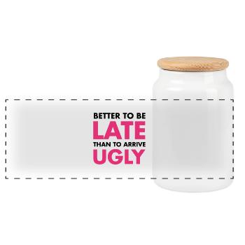 Late - Panoramic Cookie Jar with Wooden Lid - white - Front
