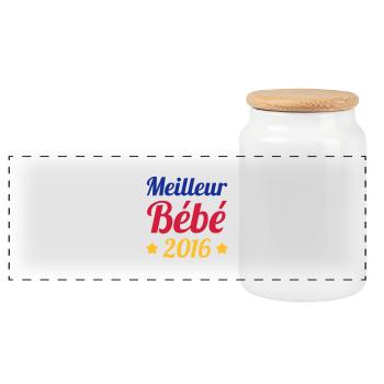 Meilleur Bébé 2016 | Naissance - Boîte à biscuits avec couvercle en bois - blanc - Devant