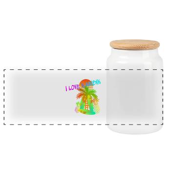 Amour des Caraïbes - Boîte à biscuits avec couvercle en bois - blanc - Devant