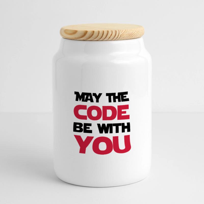 Computer / Developer / Geek / Code / Funny Panoramic Cookie Jar with Wooden Lid