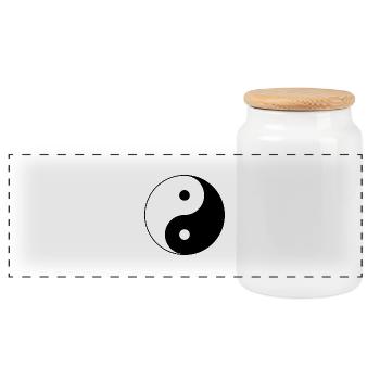 Yin Yang Symbol - Panoramic Cookie Jar with Wooden Lid - white - Front
