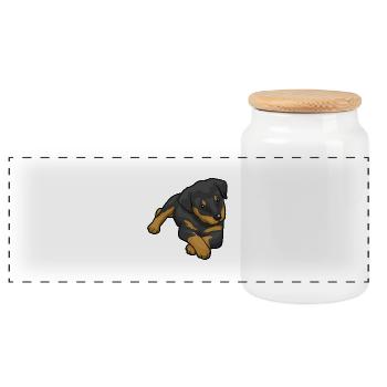 Rottweiler Dog - Panoramic Cookie Jar with Wooden Lid - white - Front