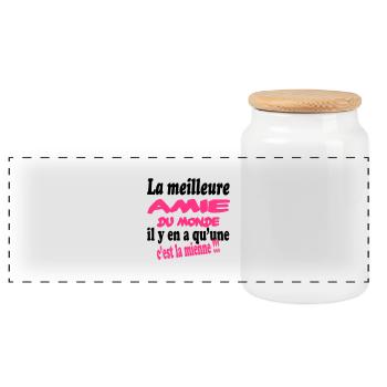 La meilleure amie du monde c'est la mienne !! - Boîte à biscuits avec couvercle en bois - blanc - Devant