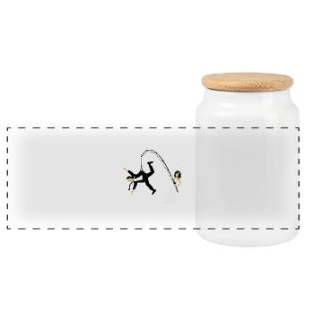 Bride Fishing A Husband (Stag Hen Party / PNG) - Panoramic Cookie Jar with Wooden Lid - white - Front