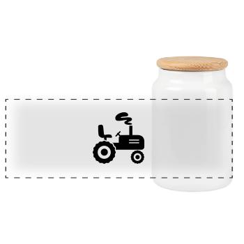 tracteur - Boîte à biscuits avec couvercle en bois - blanc - Devant