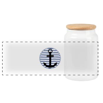 Marinière Bretagne - Boîte à biscuits avec couvercle en bois - blanc - Devant