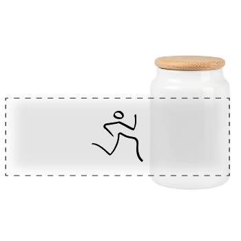 Athletics Running Pictogram - Panoramic Cookie Jar with Wooden Lid - white - Front