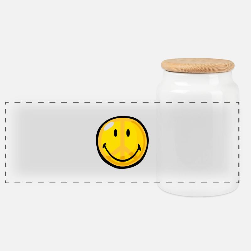 Smiley cnd symbol - Panorama Keksdose mit Holzdeckel - Weiß