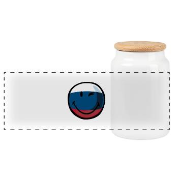 Smiley Russia - Panorama Keksdose mit Holzdeckel - Weiß - Vorne