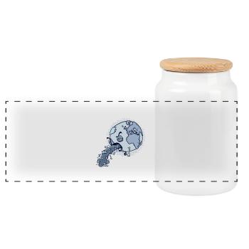 Too much money - Panoramic Cookie Jar with Wooden Lid - white - Front