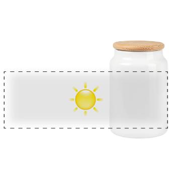 Smiley Sun - Panorama Keksdose mit Holzdeckel - Weiß - Vorne