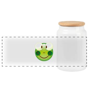 Smiley Frog - Boîte à biscuits avec couvercle en bois - blanc - Devant