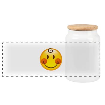 Smiley Cheeky Boy - Boîte à biscuits avec couvercle en bois - blanc - Devant