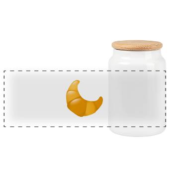 Smiley Croissant - Panoramic Cookie Jar with Wooden Lid - white - Front