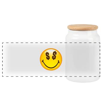 Smiley Dollar Signs - Panorama Keksdose mit Holzdeckel - Weiß - Vorne