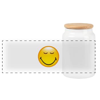 Smiley Glossy Happy - Panoramic Cookie Jar with Wooden Lid - white - Front