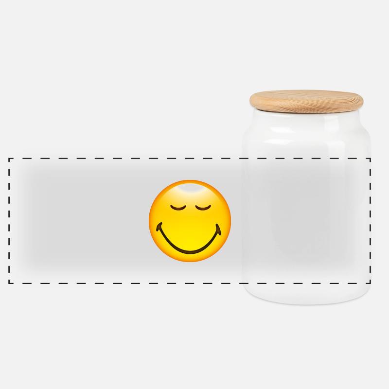 Smiley Glossy Happy - Boîte à biscuits avec couvercle en bois - blanc