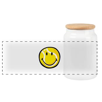 Smiley Tennis Ball - Panoramic Cookie Jar with Wooden Lid - white - Front