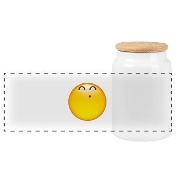 Smiley Glossy Happy Whistle - Panoramic Cookie Jar with Wooden Lid - white - Front