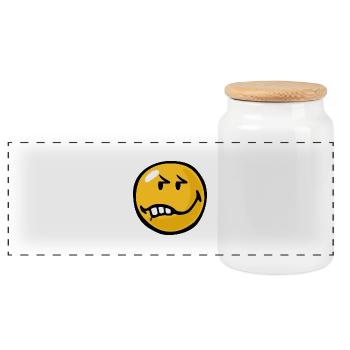 Smiley Anger Exasperation - Panoramic Cookie Jar with Wooden Lid - white - Front