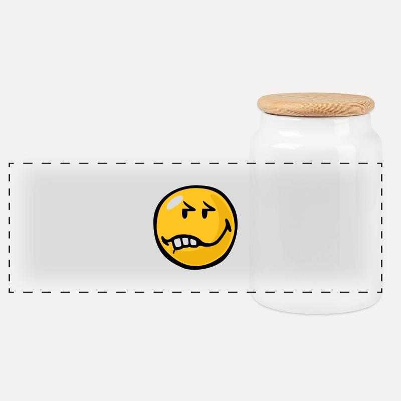 Smiley Anger Exasperation - Panorama Keksdose mit Holzdeckel - Weiß