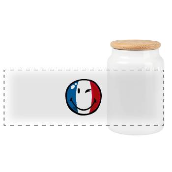 Smiley Flag France - Panoramic Cookie Jar with Wooden Lid - white - Front