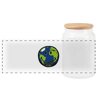 Smiley Earth - Panorama Keksdose mit Holzdeckel - Weiß - Vorne