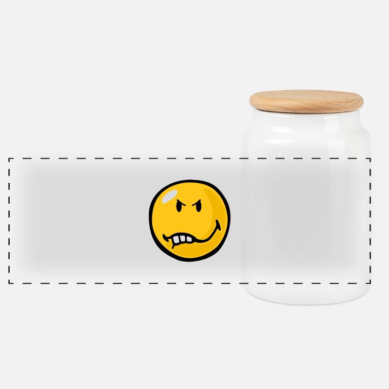 Smiley Anger Vexed - Panorama Keksdose mit Holzdeckel - Weiß