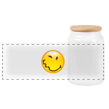 Smiley Glossy Happy - Panoramic Cookie Jar with Wooden Lid - white - Front