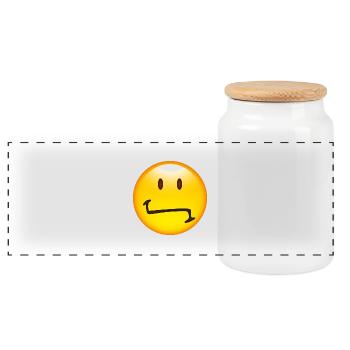 Smiley Unsure - Panorama Keksdose mit Holzdeckel - Weiß - Vorne