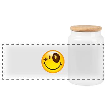 Smiley Blue Eye - Panorama Keksdose mit Holzdeckel - Weiß - Vorne