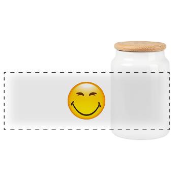 Smiley Happy - Boîte à biscuits avec couvercle en bois - blanc - Devant