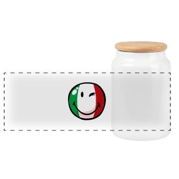 Smiley Italy - Panorama Keksdose mit Holzdeckel - Weiß - Vorne