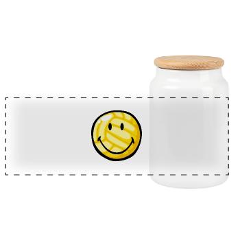 Smiley Volleyball - Panoramic Cookie Jar with Wooden Lid - white - Front