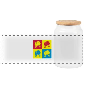 Table Tennis - Ping Pong - Sport - Racket - Ball - Boîte à biscuits avec couvercle en bois - blanc - Devant