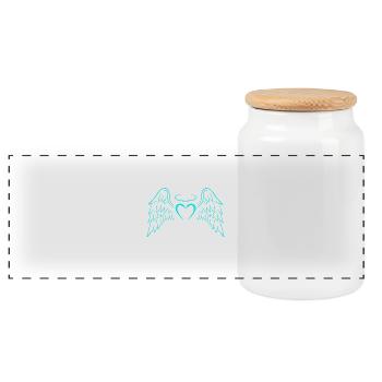 New heart angel wings vector - Panoramic Cookie Jar with Wooden Lid - white - Front